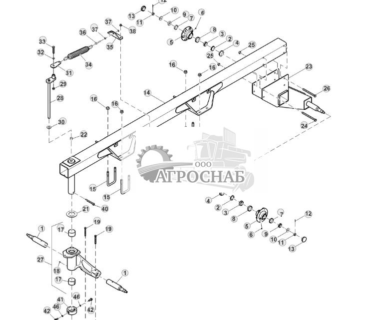 Опора самоустанавливающегося колеса рамы наружного крыла со сдвоенным колесом (740101 - ) - ST518960 32.jpg